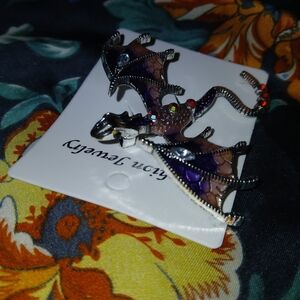 Fashion Jewelry Purple and Silver Dragon Brooch